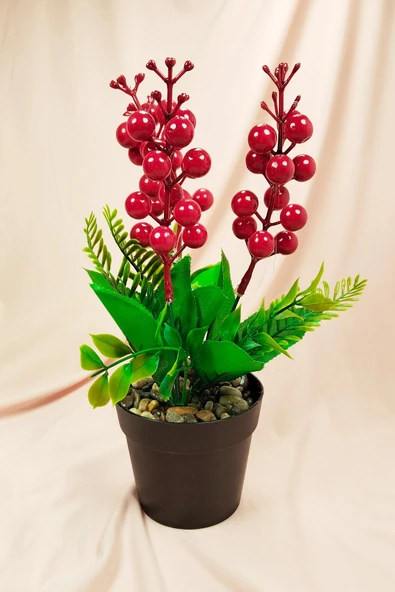 LitaeTrend Cocina Yılbaşı Kokina Saksıda Şık Dekorasyon Süsleme Yapay Çiçek 26 cm ürün görseli 1