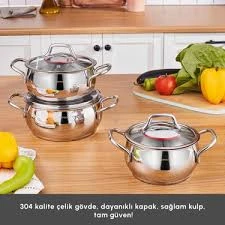Karaca Emirgan İndüksiyon Tabanlı 6 Parça Çelik Midi Set - Resim 2