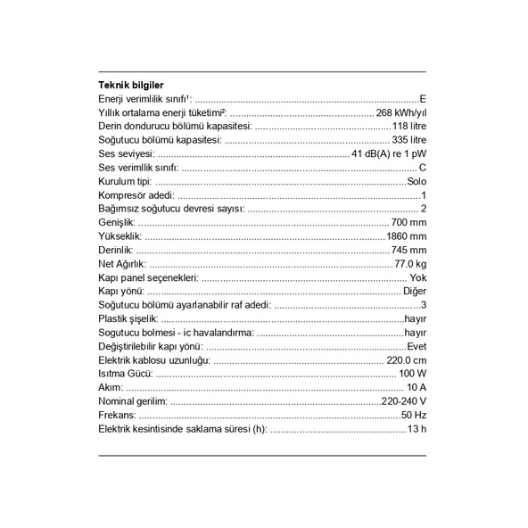 Profilo BD2055WENN E Enerji Sınıfı 453 Lt Nofrost Üstten Donduruculu Buzdolabı - Resim 3