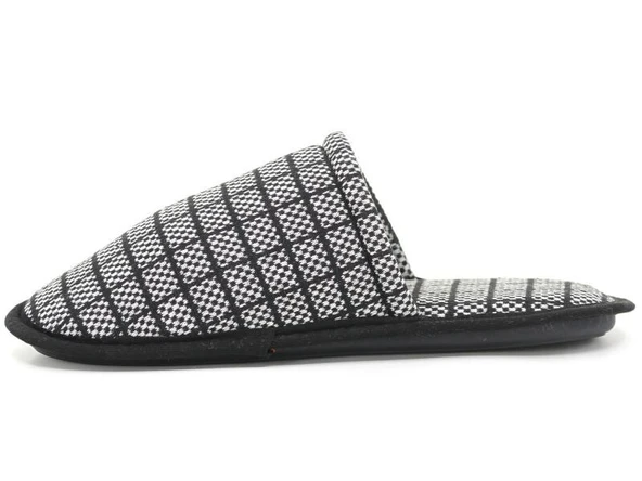 Rahat Taban Kumaş Nakışlı Çanak Erkek Ev içi Terlik Ekose Gri Tarzauris - 2