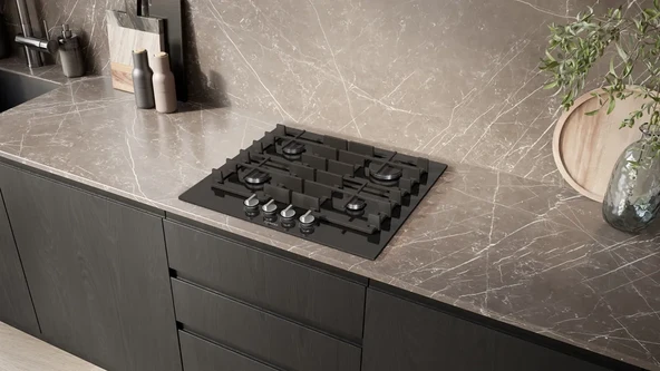 SİEMENS EP6A6PI40O iQ500 Gazlı Ocak 60 cm Sert cam, Siyah - 2