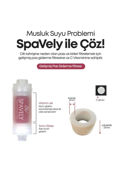 Spavely Gül Esanslı Duş Başlığı Filtresi Arıtması Güney Kore Menşei Klor Kireç Karşıtı Hoş Kokulu 150 gr - 6