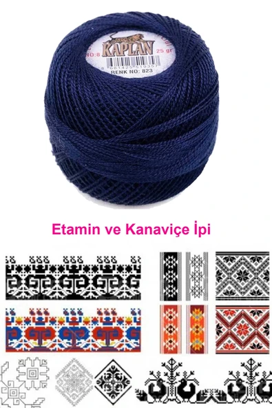 LitaeTrend Kaplan Etamin Ve Kanaviçe İpi 8 No Kod/Renk: 823 - Royaleks - Resim 2