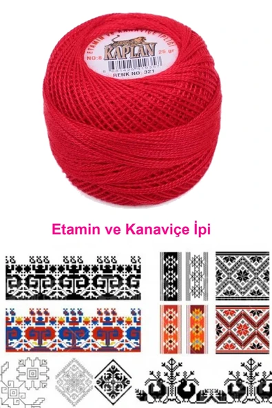 LitaeTrend Kaplan Etamin Ve Kanaviçe İpi 8 No Kod/Renk: 321 - Royaleks - Resim 2