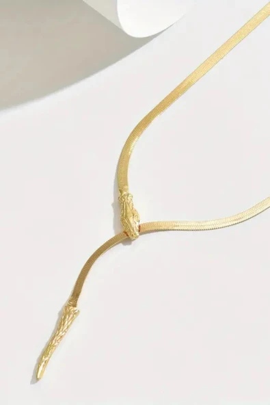 1 Adet LXALRY Kadın Y-Şekilli Hip-Hop Kolye – Ayarlanabilir Yılan Zincirli, Siyah & Altın Minimalist Tasarım, Moda Aksesuarı - 3