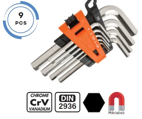 Retta RAT3009 9 Parça Kısa L Allen Anahtar Takımı - 2