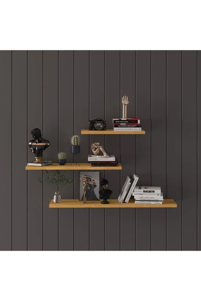 Modern Organizer Düzenleyici Dekoratif Kitaplık Banyo Mutfak 3'lü Duvarrafı  Petra - Resim 2