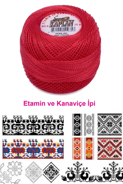 LitaeTrend Kaplan Etamin Ve Kanaviçe İpi 8 No Kod/Renk: NAR ÇİÇEĞİ - Royaleks - Resim 2