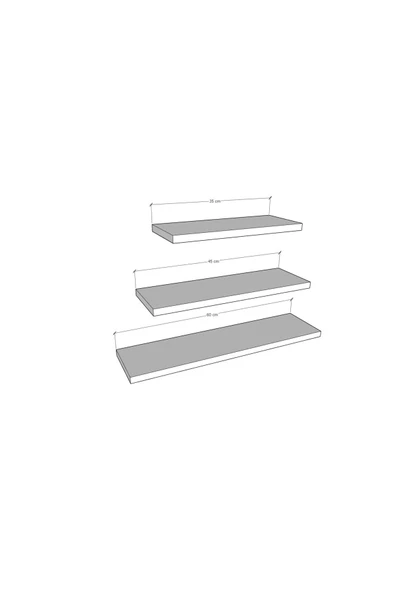 Modern Organizer Düzenleyici Dekoratif Kitaplık Banyo Mutfak 3'lü Duvarrafı  Meşe 1 - Resim 3