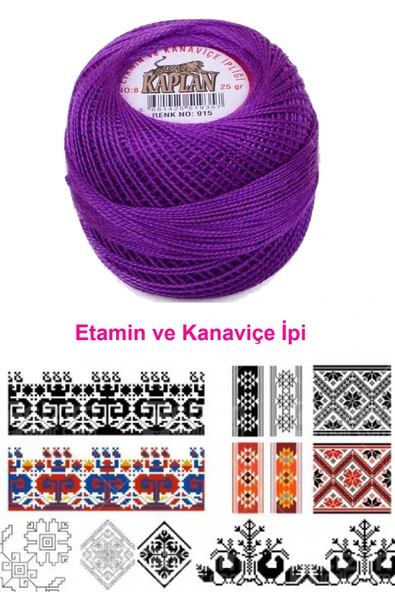 LitaeTrend Kaplan Etamin Ve Kanaviçe İpi 8 No Kod/Renk: 915 - Royaleks - Resim 2