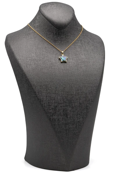 Abalon Sedef Doğal Taş Gold Renk Kolye - KLY-1637 - Resim 2