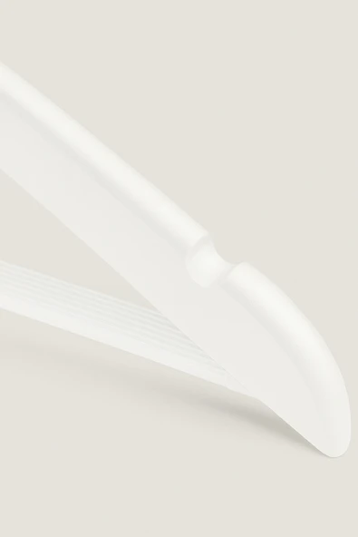 Teknor-Prado 12 Adet Ahşap Görünümlü Plastik A Kalite Stil Elbise Askısı Beyaz - 3