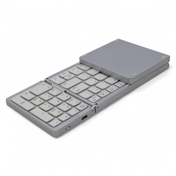 Viges PC-Tablet-Telefon Uyumlu Katlanabilir Şarjlı Bluetooth Klavye Gümüş Renk