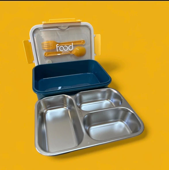 Fixpoint Paslanmaz Çelik Yemek Saklama ve Taşıma Kabı Petrol Mavisi 620 ml P-1414 - 3