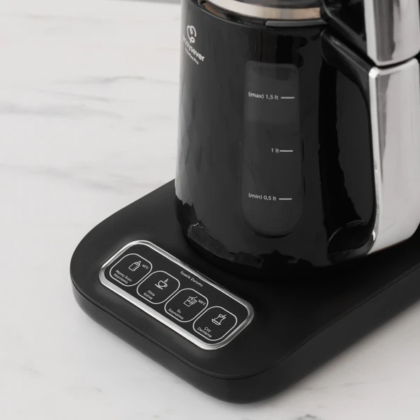 Karaca Çaysever Robotea Pro Quartz 4 in 1 Konuşan Çay Makinesi Black Chrome - Resim 3