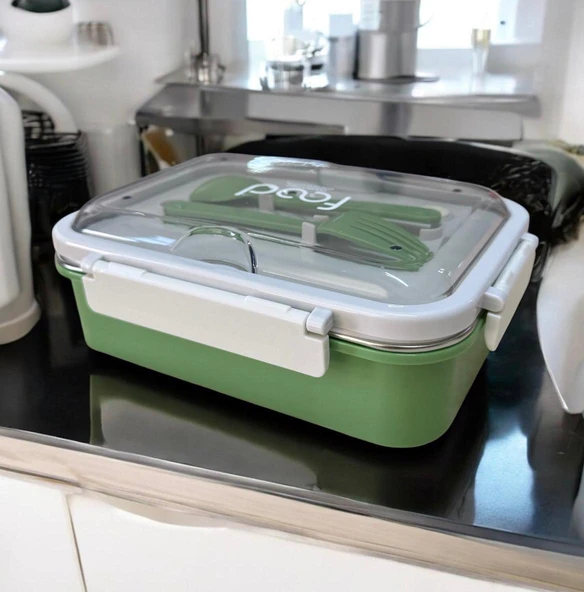 Fixpoint Paslanmaz Çelik Yemek Saklama ve Taşıma Kabı Yeşil 620 ml P-1414