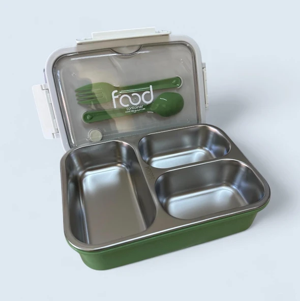 Fixpoint Paslanmaz Çelik Yemek Saklama ve Taşıma Kabı Yeşil 620 ml P-1414 - 2