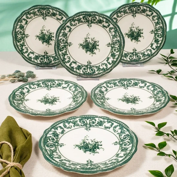 Fecra Majestic Green 6'lı Pasta Tabağı Seti - 2