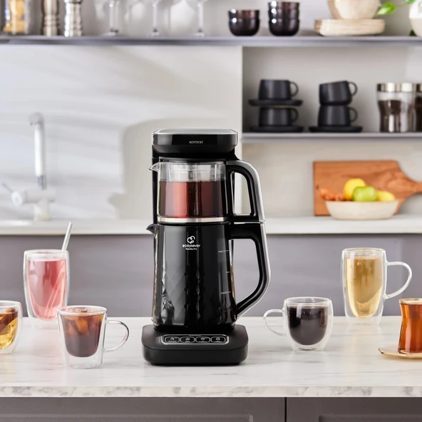 Karaca Çaysever Robotea Pro Quartz 4 in 1 Konuşan Çay Makinesi Black Chrome ürün görseli 1