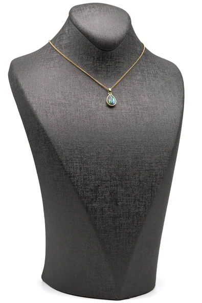 Abalon Sedef Doğal Taş Gold Renk Kolye - KLY-1640 - Resim 2