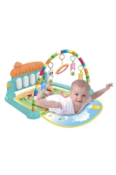 TOMMYBABY Oyun Halısı Sevimli Piyanolu Sesli Işıklı Aynalı Oyun Halısı Bebek Yenidoğan 60 X 75 - 3