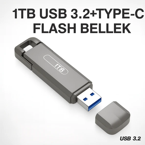1 TB Flash Bellek USB  TYPE-C Yazma Hızı Darbeye  Dayanıklı Anti Manyetik