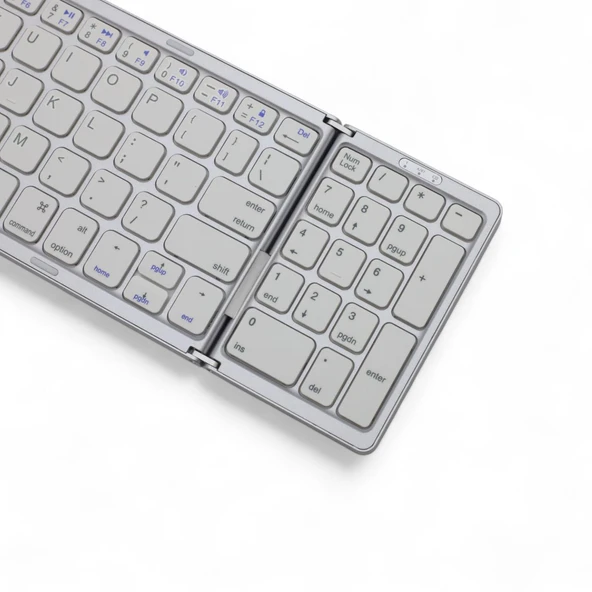 Viges PC-Tablet-Telefon Uyumlu Katlanabilir Şarjlı Bluetooth Klavye Gümüş Renk - 9