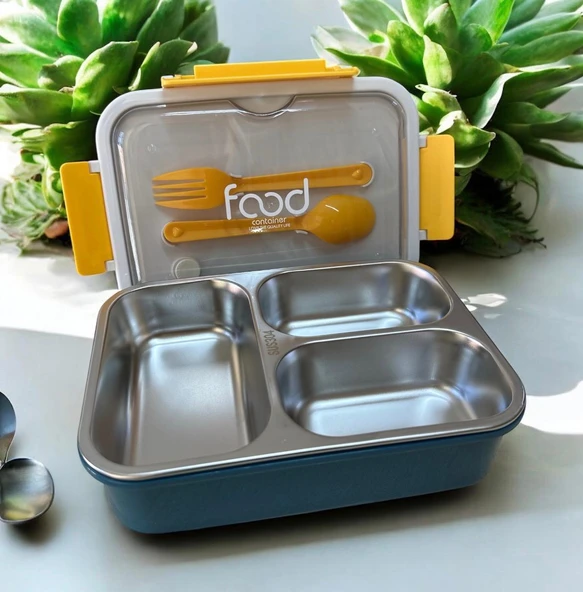 Fixpoint Paslanmaz Çelik Yemek Saklama ve Taşıma Kabı Petrol Mavisi 620 ml P-1414 - 2