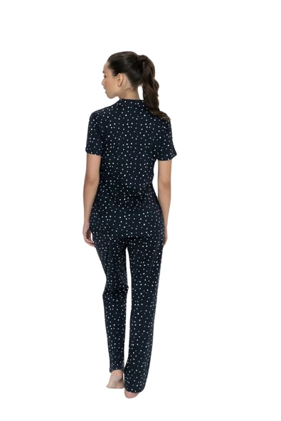 Us Polo Kadın Kısa Kol Boydan Düğmeli Pijama Takım 20051 - Resim 6