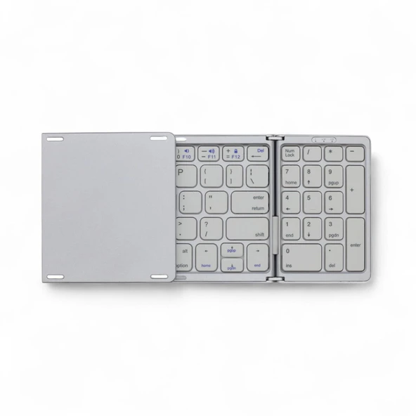 Viges PC-Tablet-Telefon Uyumlu Katlanabilir Şarjlı Bluetooth Klavye Gümüş Renk - 3