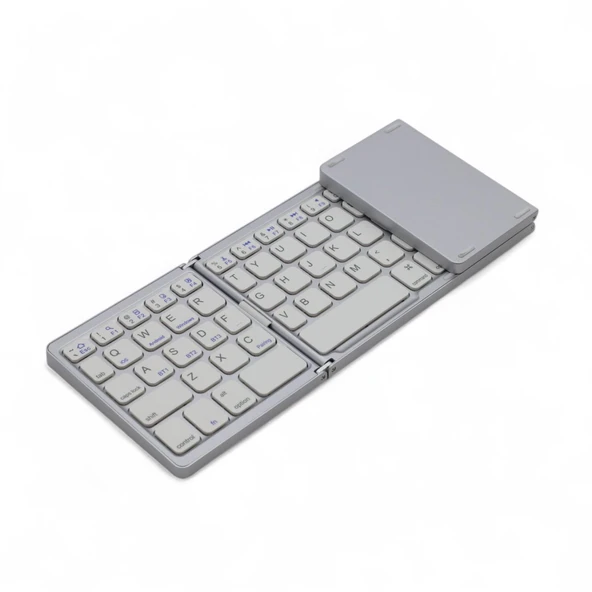 Viges PC-Tablet-Telefon Uyumlu Katlanabilir Şarjlı Bluetooth Klavye Gümüş Renk - 4
