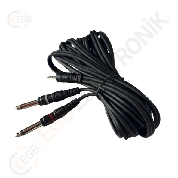 3.5mm STEREO ERKEK 2*6.3 MONO AUDİO KABLO 5mt (AVD-126=AVD-129) ürün görseli 1