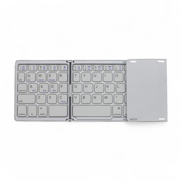 Viges PC-Tablet-Telefon Uyumlu Katlanabilir Şarjlı Bluetooth Klavye Gümüş Renk - 2