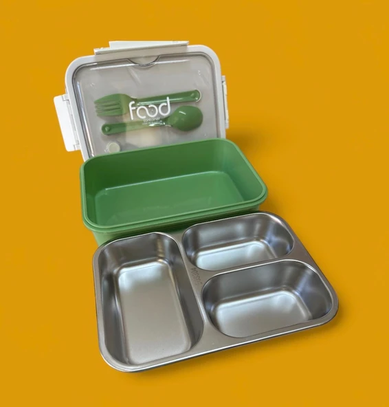 Fixpoint Paslanmaz Çelik Yemek Saklama ve Taşıma Kabı Yeşil 620 ml P-1414 - 3