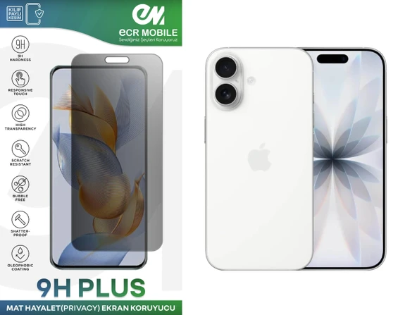 Iphone 17 ile Uyumlu Ekran Koruyucu 9H Esnek Nano Kırılmayan MAT HAYALET(Privacy)