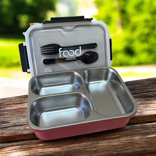 Fixpoint Paslanmaz Çelik Yemek Saklama ve Taşıma Kabı Kırmızı 620 ml P-1414 - 3