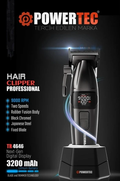Powertec TR-4646 Profesyonel Saç Sakal 9000 RPM Tıraş Makinesi - 7