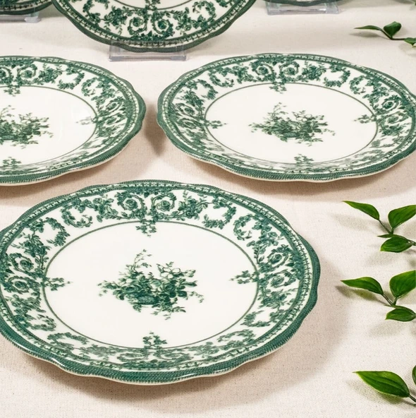 Fecra Majestic Green 6'lı Pasta Tabağı Seti - 5
