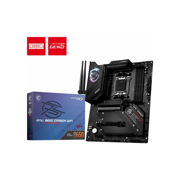MPG B650 CARBON WIFI AM5 DDR5 6600MHZ(OC) HDMI DP M.2 USB3.2 2.5G LAN WIFI 6E ATX - 2
