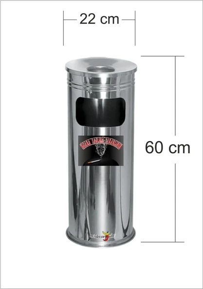 Uzun Silindir Yuvarlak Boru Tipi Kapı Yanı Bina Önü Ayaklı Krom Sigara Sağlığa Zararlıdır Küllük Çöp - 3