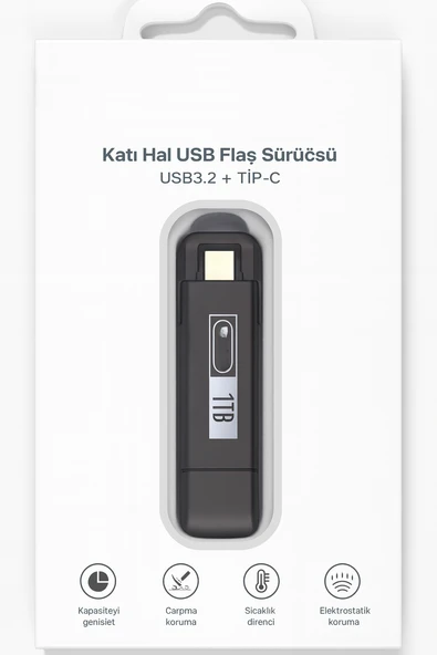 1 TB Flash Bellek USB  TYPE-C Yazma Hızı Darbeye  Dayanıklı Anti Manyetik - 2