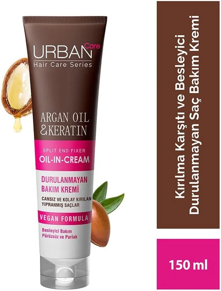 URBAN Care Argan Yağı & Keratin Kolay Kırılan Saçlara Özel Durulanmayan Bakım Kremi 150 ml