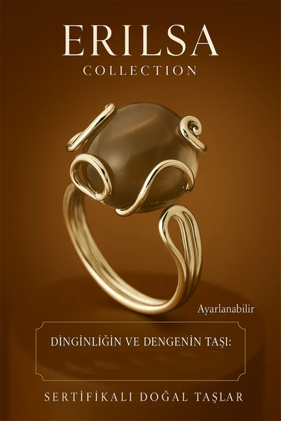 Sertifikalı Doğal Dumanlı Akik Taşı Yüzük – Ayarlanabilir Şık Tasarım – Denge ve Dinginlik ürün görseli