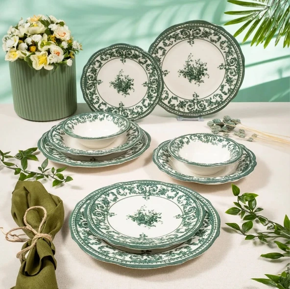 Fecra Majestic Green 24 Parça Yemek Takımı