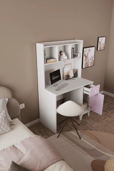 DF09107 Çekmeceli Kapaklı Kitaplıklı Çalışma Masası - Resim 8