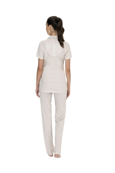 Us Polo Kadın Kısa Kol Boydan Düğmeli Pijama Takım 20051 - Resim 3