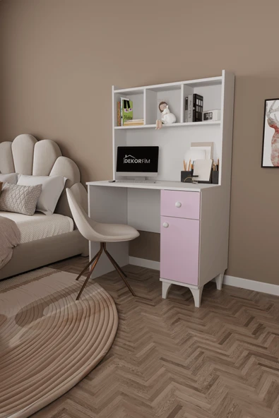 DF09107 Çekmeceli Kapaklı Kitaplıklı Çalışma Masası - Resim 6