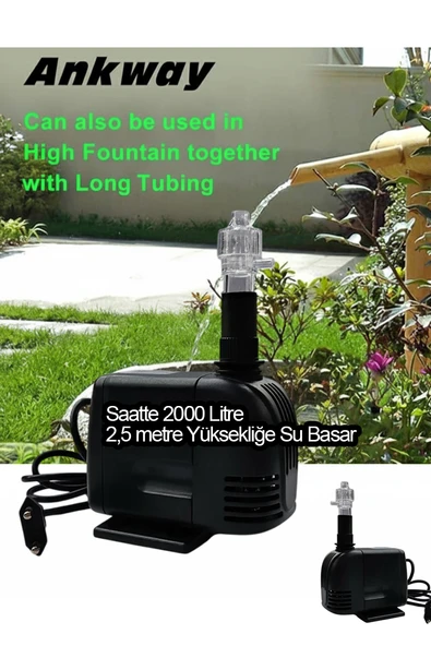 Süs Havuzu Motoru Sump Motor Şelale Motor 2.5 metre Yüksekliğe Su Yükseltebilir ürün görseli