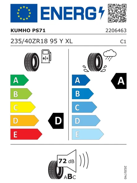 KUMHO 235/40R18 95Y XL ECSTA PS72 2025 ÜRETİM YAZ LASTİĞİ ürün görseli