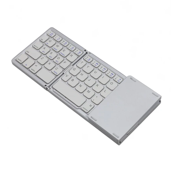 Viges PC-Tablet-Telefon Uyumlu Katlanabilir Şarjlı Bluetooth Klavye Gümüş Renk - 7